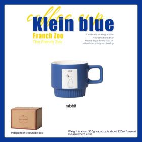 Klein Blue French Animal Coffee Cup Ceramic Latte Art Drinking (Option: Rabbit Paper Box-320ml)