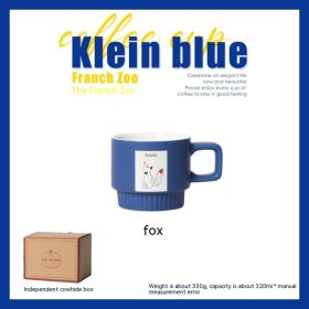Klein Blue French Animal Coffee Cup Ceramic Latte Art Drinking (Option: Fox Paper Box-320ml)