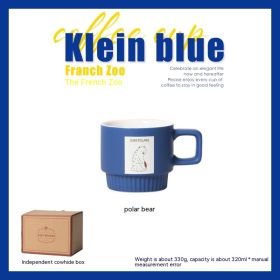 Klein Blue French Animal Coffee Cup Ceramic Latte Art Drinking (Option: Polar Bear Paper Box-320ml)