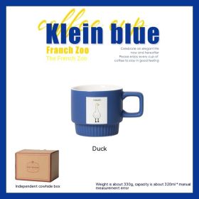 Klein Blue French Animal Coffee Cup Ceramic Latte Art Drinking (Option: Duck Paper Box-320ml)