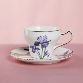 Nordic Light Luxury Love Lusi Coffee Cup Plate Set (Option: Purple Flower De Luce Gift Box-201to300ml)