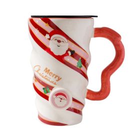 Christmas Couple Ceramic Mug Home Office Milk Breakfast Cup (Option: Red-440ml)