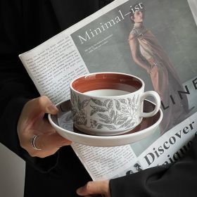 Medieval Ceramics Coffee Set Mild Luxury Retro (Option: Brown Hisbiscus Cup And Saucer-250ml)