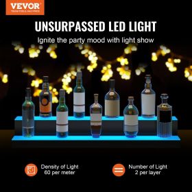 VEVOR LED Lighted Liquor Bottle Display Bar Shelf RF & App Control (Layers: 2 Layer)